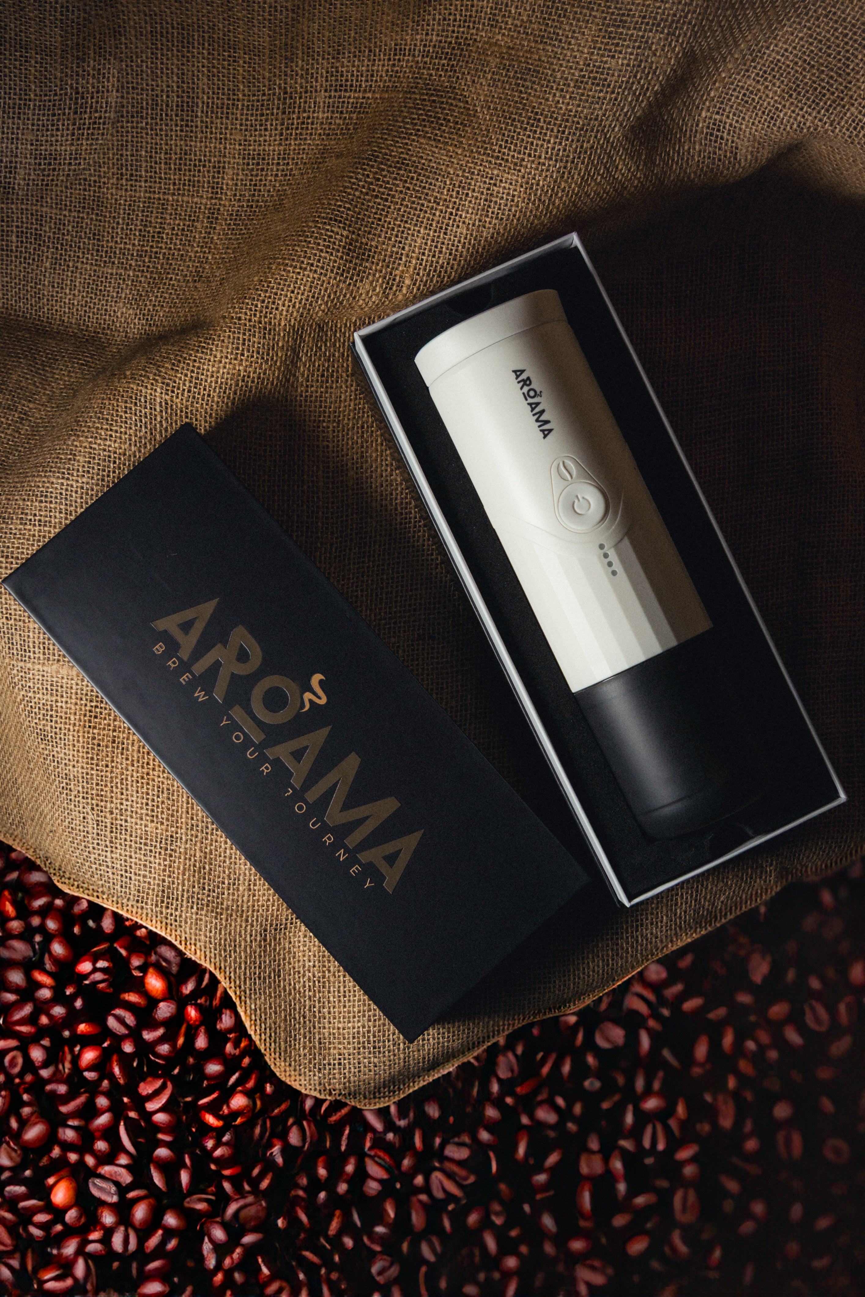 Limited Edition Portable Electric Espresso Maker - White/Brown