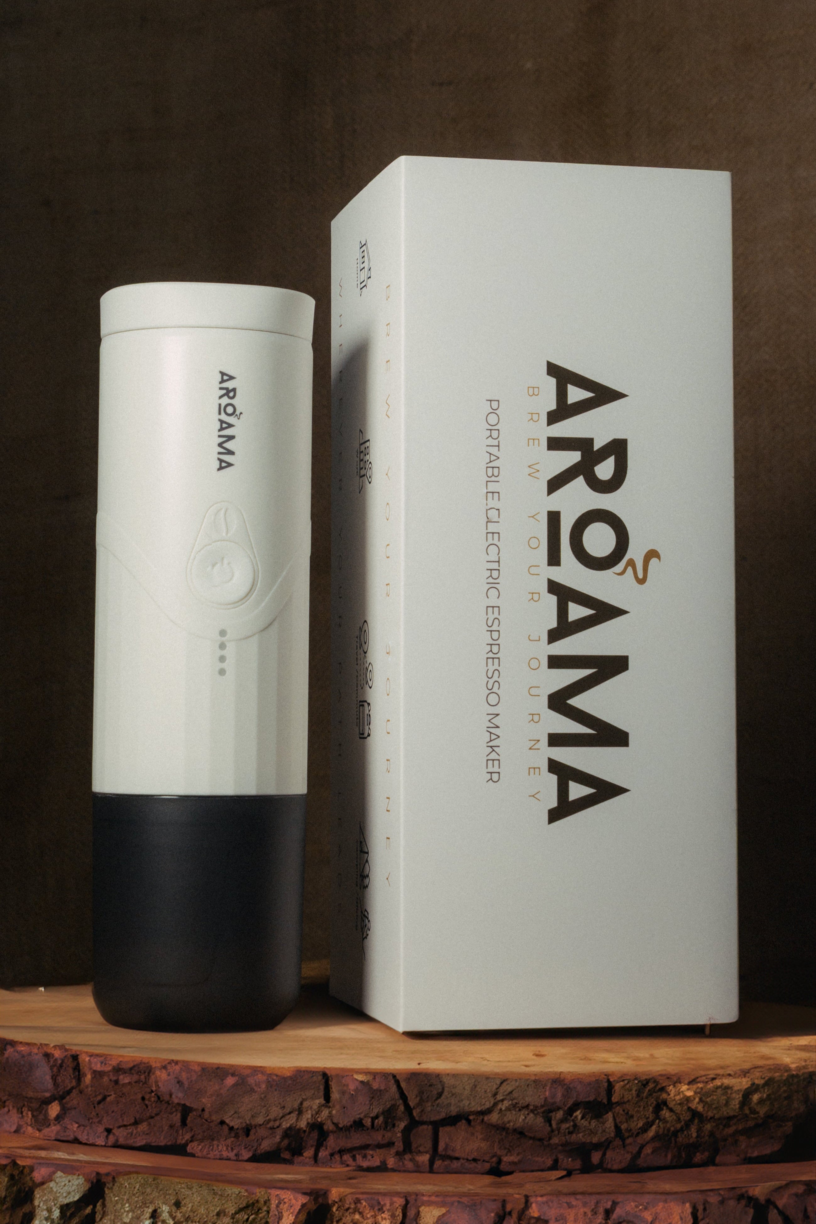 Limited Edition Portable Electric Espresso Maker - White/Brown
